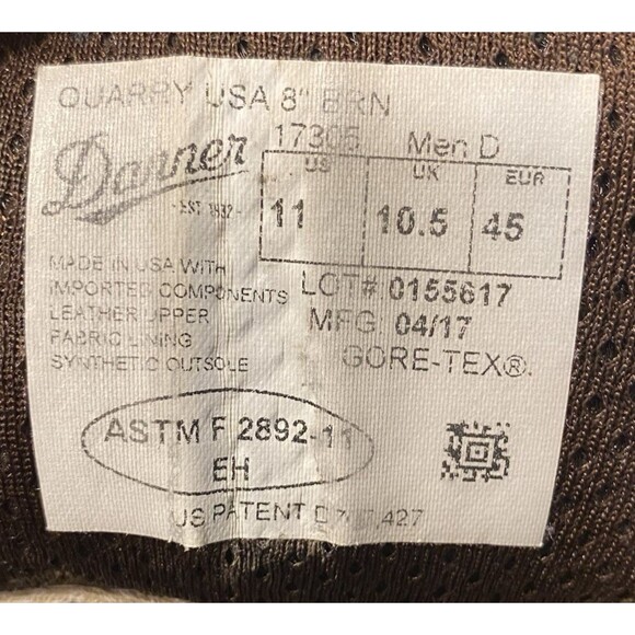 Danner Quarry USA Leather Gore-Tex 8” Work Boots Vibram Brown Soft Toe Mens 11 D - Picture 11 of 11